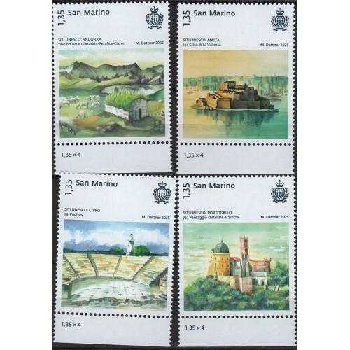 San Marino 2025 - Siti Unesco, 4 v.