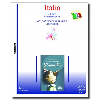 Foglio Italia 2€ 2026 Collodi (Pinocchio) in Coincard -...
