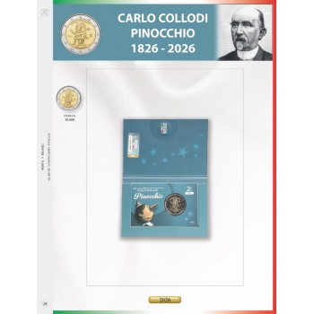 Foglio Italia 2€ 2026 Collodi (Pinocchio) in Coincard -...