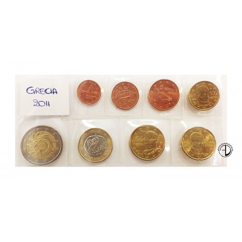 Grecia - 2011 - Serie Sciolta 8 v. (con 2€ comm.)