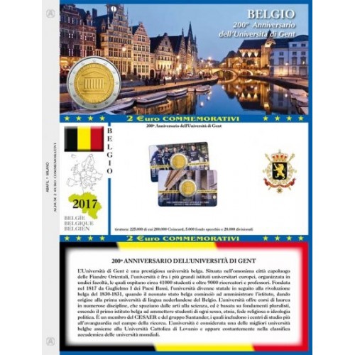 Abafil Foglio 2€ 2017 Belgio Gent in Blister