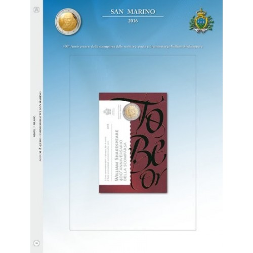 Abafil S.Marino Foglio 2€ 2016 Shakespeare