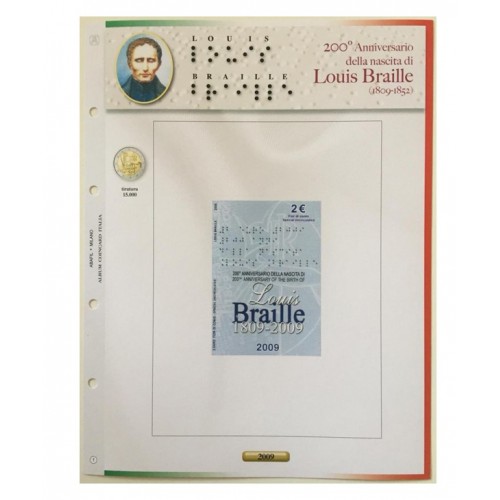 Foglio Italia 2€ 2009 Braille in Coincard - Abafil
