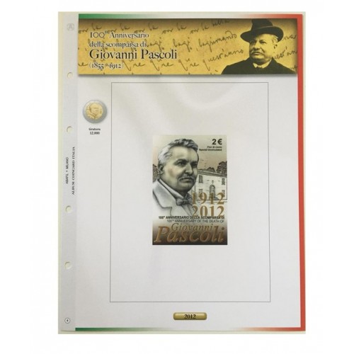 Foglio Italia 2€ 2012 Pascoli in Coincard - Abafil