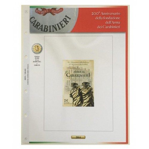 Foglio Italia 2€ 2014 Carabinieri in Coincard - Abafil