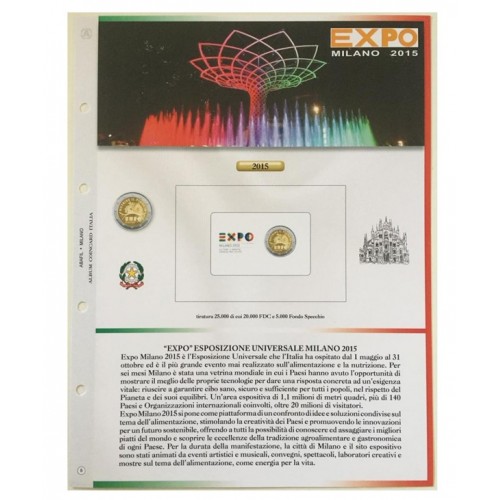Foglio Italia 2€ 2015 EXPO in Coincard - Abafil