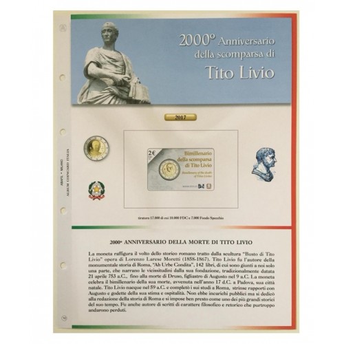 Foglio Italia 2€ 2017 Tito Livio in Coincard - Abafil