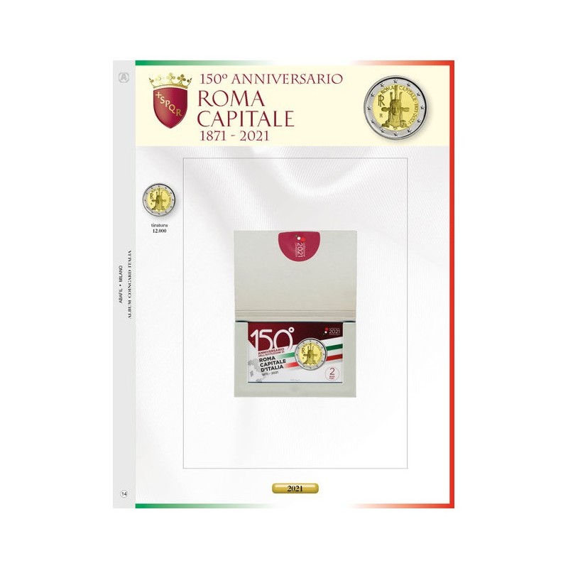 Foglio Italia 2€ 2021 Roma Capitale in Coincard - Abafil