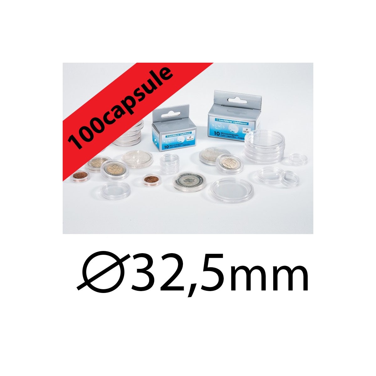 Capsule portamonete in Plexiglas misura da 26 mm. Ideale per monete da 2 euro