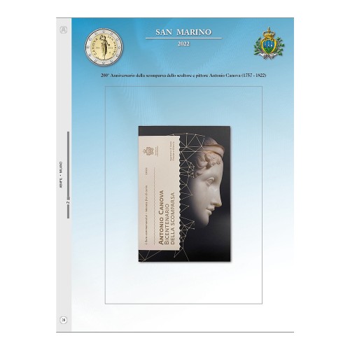Abafil S.Marino Foglio 2€ 2022 Canova