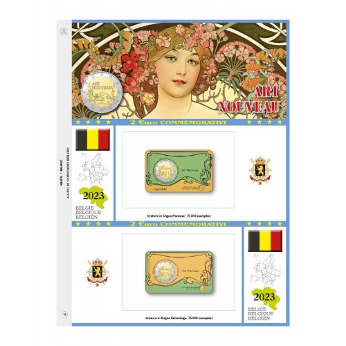 Abafil Foglio 2€ 2023 Belgio Art Nouveau (doppio)