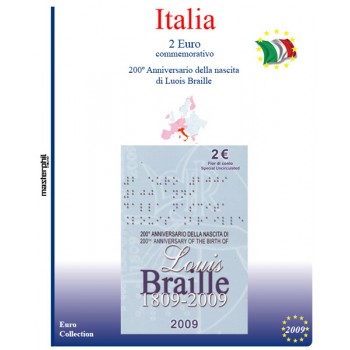 MasterPhil Foglio 2€ Italia 2009 Braille - Coin Card